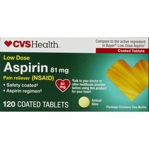 CVS Health Low Dose Aspirin 81 MG Enteric Coated Tablets