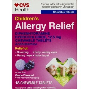 CVS Health Children's Allergy Relief Diphenhydramine HCl Chewable Antihistamine Tablets