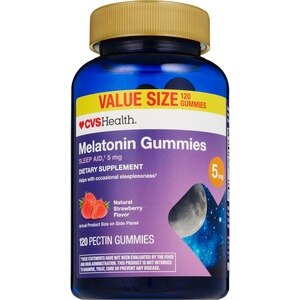 CVS Health Melatonin 5 MG Gummies, Natural Strawberry, 120 CT