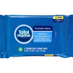 Total Home Flushable Moist Wipes Refill