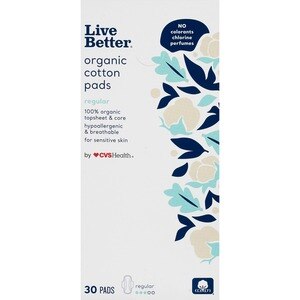 CVS Live Better Organic Cotton Pads, Regular