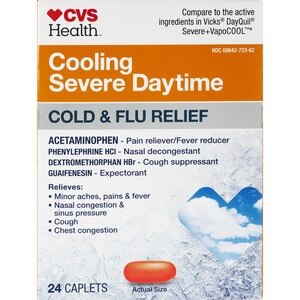 CVS Health Cooling Severe Daytime Cold & Flu Relief Caplets, 24 CT