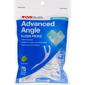 CVS Health Advanced Angle Floss Picks, Mint