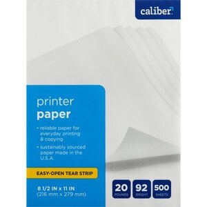 Caliber Printer Paper,  8 1/2"" x 11"", 20 Lb., 92 Bright