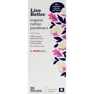 CVS Live Better Organic Cotton Extra Long Pantiliners, 20 CT