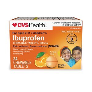 CVS Health Junior Strength Ibuprofen 100 MG Chewable Tablets, Orange