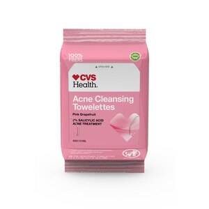 CVS Health Oil-Free Acne Cleansing Towelettes, Pink Grapefruit, 25CT