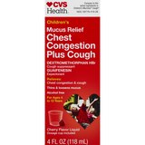 CVS Health Children's Mucus Relief Chest Congestion + Cough Liquid, Cherry, 4 OZ, thumbnail image 1 of 9