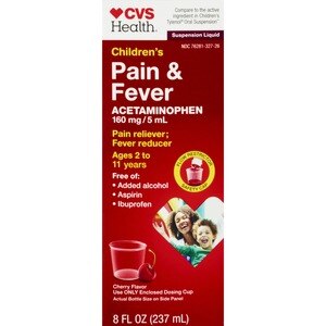 CVS Health Children's Acetaminophen Pain Reliever & Fever Reducer Oral Suspension, Cherry, 8 FL OZ