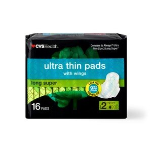 CVS Health Ultra Thin Long Pads with Wings, Super