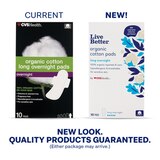 CVS Live Better Organic Cotton Long Pads, Overnight, 10 CT, thumbnail image 2 of 5