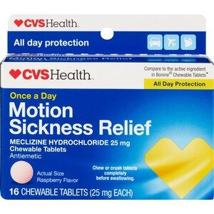 CVS Health Motion Sickness Relief Chewable Tablets, Raspberry, 16 CT