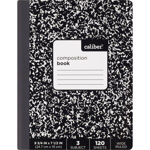 Caliber 3 Subject Composition Book Wide Ruled, 9.5"" x 7.5""