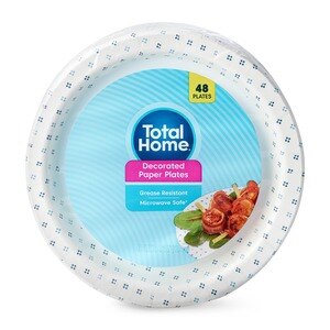 Total Home Decorated Paper Plates 8-3/4 Inches