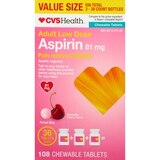 CVS Health Adult Low Dose Aspirin 81 MG Chewable Tablets, Cherry, thumbnail image 1 of 7