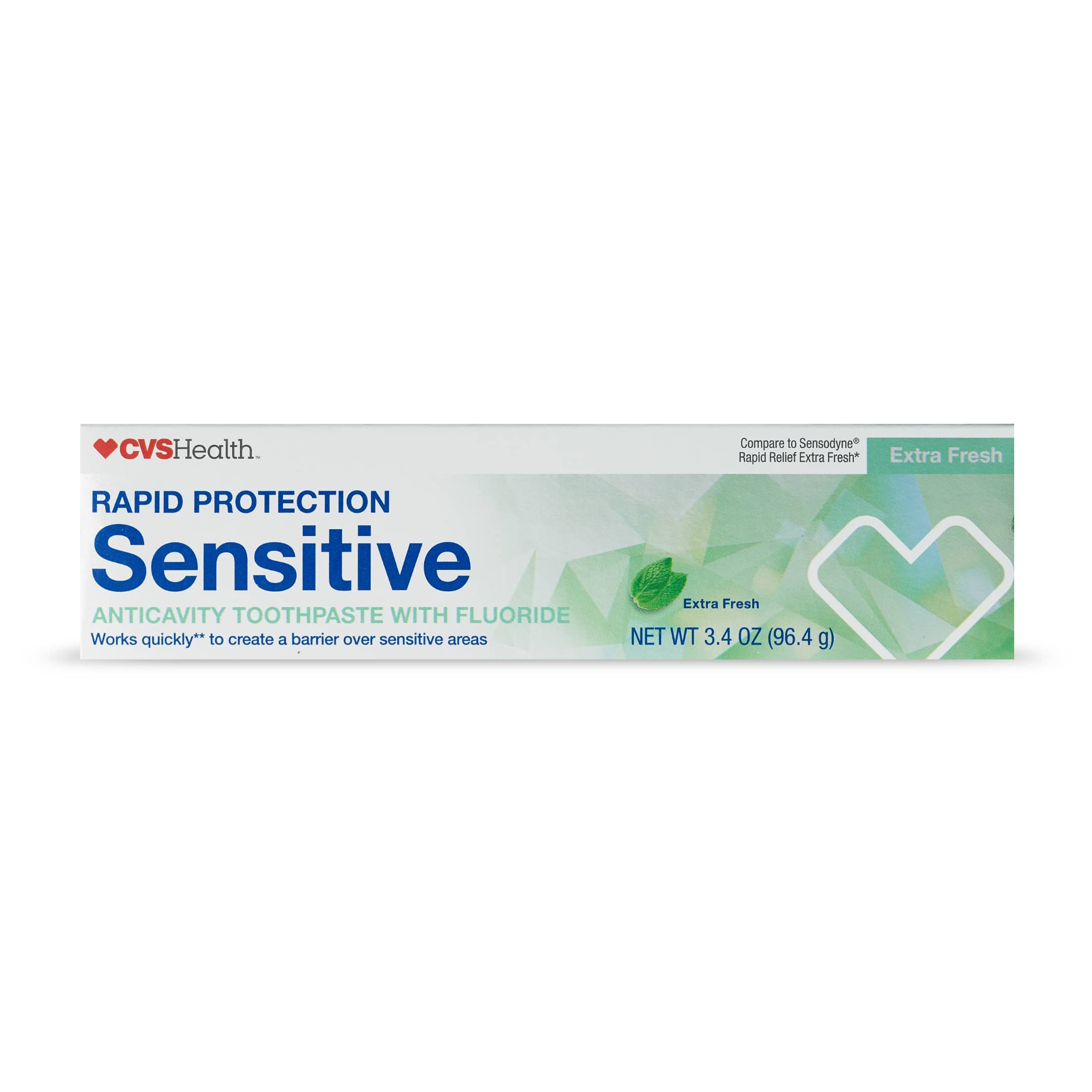 CVS Health Rapid Protection Sensitive Anticavity Fluoride Toothpaste, Extra Fresh, 3.4 OZ