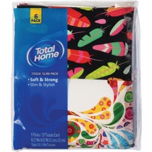 Total Home Tissue Slim Pack, Assorted Designs, 6 ct