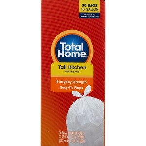 Total Home Tall Kitchen Trash Bags, Extra Strong 13 Gallon, 38  ct