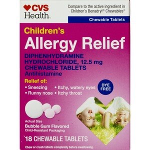 CVS Health Children's Allergy Relief Diphenhydramine HCl Chewable Antihistamine Tablets