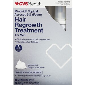CVS Health Minoxidil Topical Aerosol, 5% (Foam) Hair Regrowth Treatment for Men, 6.33 OZ