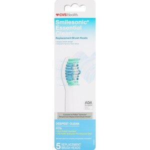 CVS Health Smilesonic Pro Essential Clean Antibacterial Replacement Brush Heads