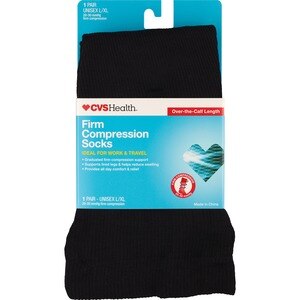 CVS Health Firm Compression Socks Over-The-Calf Length Unisex, 1 Pair, L/XL