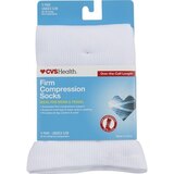 CVS Health Firm Compression Socks Over-The-Calf Length Unisex, 1 Pair, S/M, White, thumbnail image 1 of 2