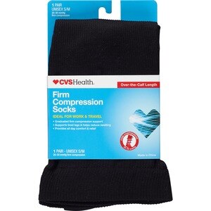 CVS Health Firm Compression Socks Over-The-Calf Length Unisex, 1 Pair, L/XL