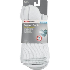 CVS Diabetic Comfort Socks Ankle Length Unisex, 2 Pairs, L/XL
