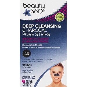 Beauty 360 Deep Cleansing Charcoal Pore Strips, 6CT
