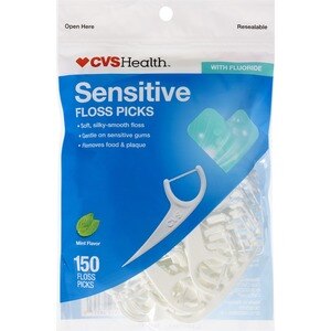 CVS Health Sensitive Floss Picks, Mint