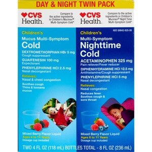 CVS Health Children's Day & Night Twin Pack Multi-Symptom Relief, Mixed Berry