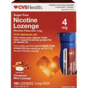 CVS Health Sugar Free Nicotine 4mg Lozenges, Cinnamon, 108 CT