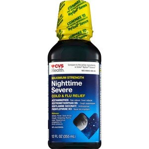 CVS Health Maximum Strength Nighttime Severe Cold & Flu Relief Liquid , 12 OZ