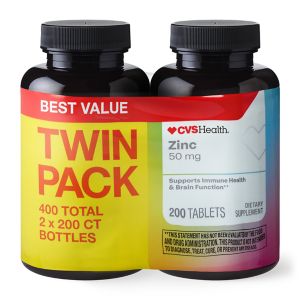 CVS HEALTH ZINC 50MG TABLETS TWIN PACK