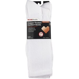 CVS Health Copper-Infused Crew Comfort Socks Unisex, 3 Pairs, L/XL