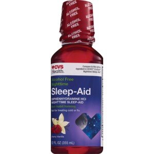 CVS Health Nighttime Sleep Aid Diphenhydramine HCI Liquid, Cherry Vanilla, 12 FL OZ