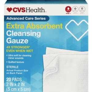 CVS Health Cleaning Gauze Pads, 2 IN x 2 IN, 20 CT