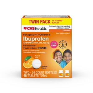 CVS Health Junior Strength Ibuprofen 100 MG Chewable Tablets, Orange