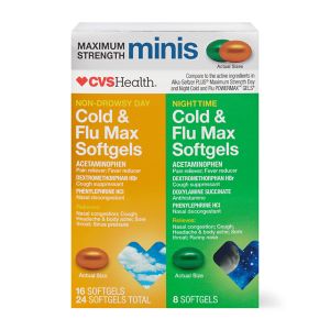 CVS Health Cold & Flu Max Relief Softgels Combo Day and Night time Pack, 24 CT
