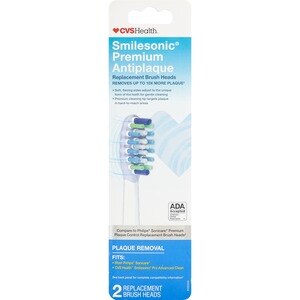 CVS Health Smilesonic Premium Antiplaque Replacement Brush Heads, 2 CT