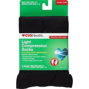 CVS Health Over-the-Calf Length Compression Socks Unisex, 1 Pair, Black