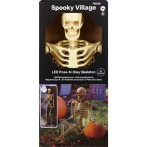 Spooky Village LED Pose-N-Stay Skeleton, 60 in