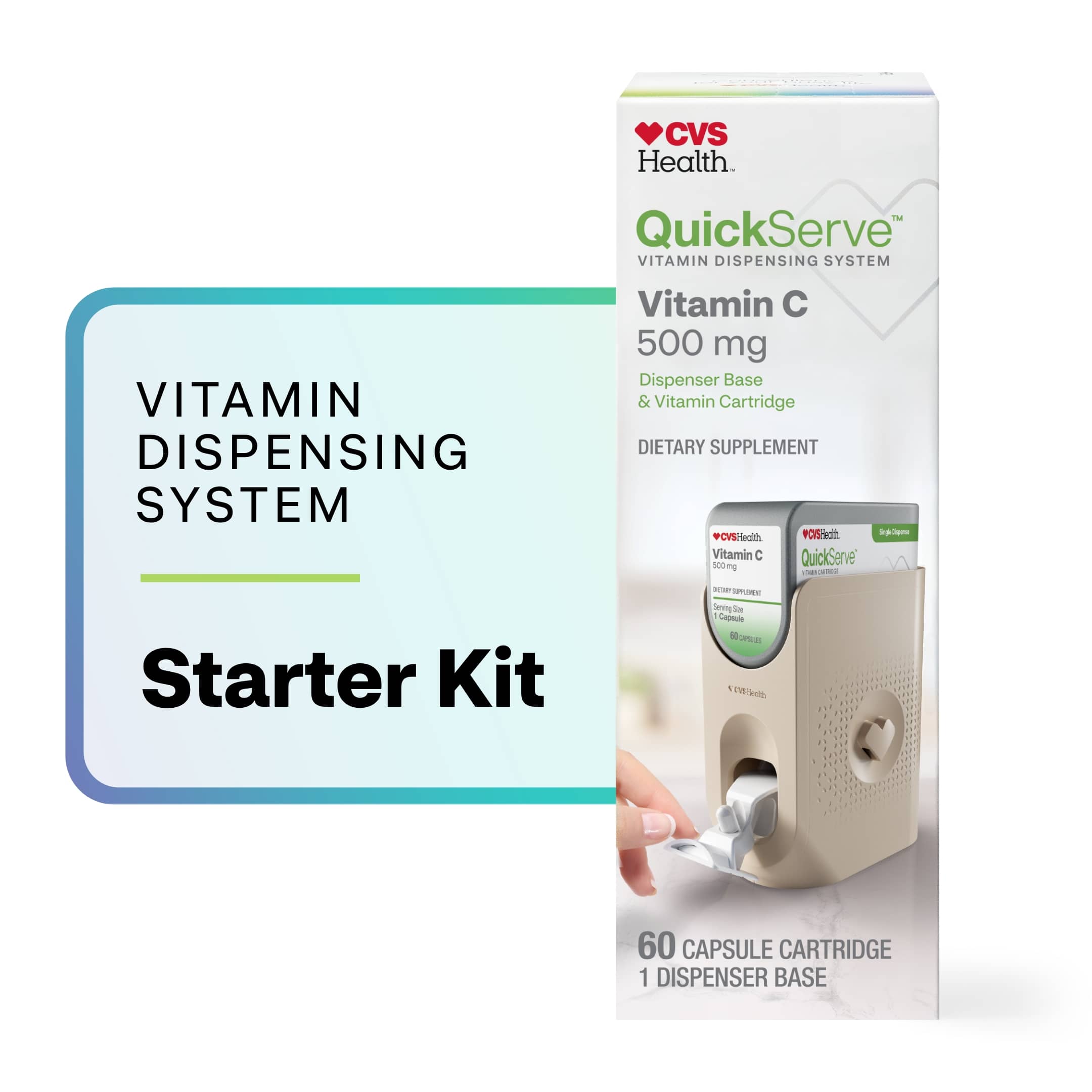 CVS Health QuickServe Vitamin C Starter Kit (Dispenser Base + Cartridge), 60 CT