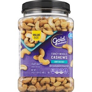 Gold Emblem Fancy Whole Cashews with Light Sea Salt, 24 oz