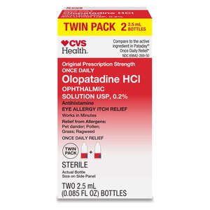 CVS Health Olopatadine HCl Eye Allergy Relief, Ophthalmic Solution USP, 0.2%, 2.5mL, Twin Pack