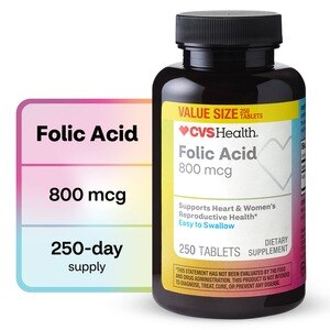 CVS Health Folic Acid Tablets, 250 CT