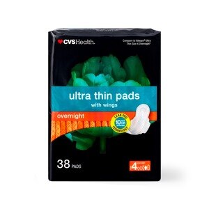 CVS Health Ultra Thin Pads with Wings, Overnight