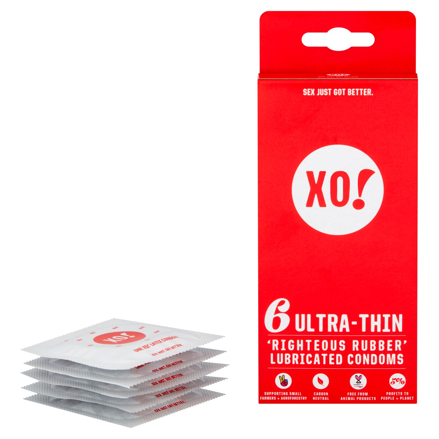 XO! Ultra-Thin Fairly Traded Rubber Condoms, 6 CT