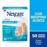Nexcare Clear Waterproof Bandages, Assorted Sizes, 50 CT, thumbnail image 2 of 9